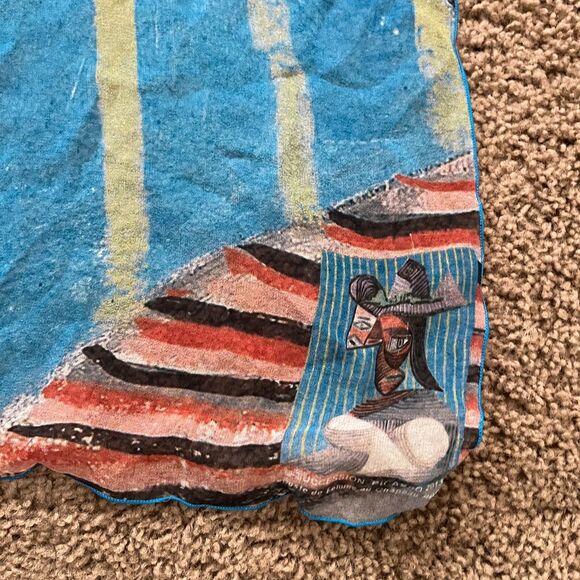 Brochier Pablo Picasso Bust of a Woman with a Striped Silk Square Scarf 50x15 - Picture 2 of 9